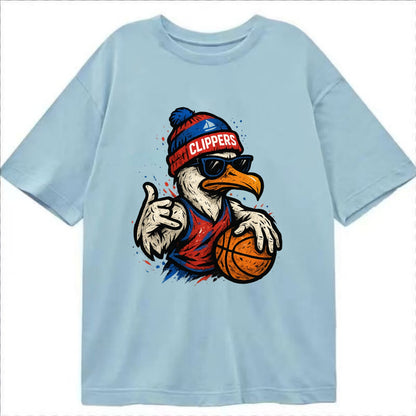 LA Seagull wearing Clippers red white and blue beanie with ship patch and - Classic T-shirt - Light Blue