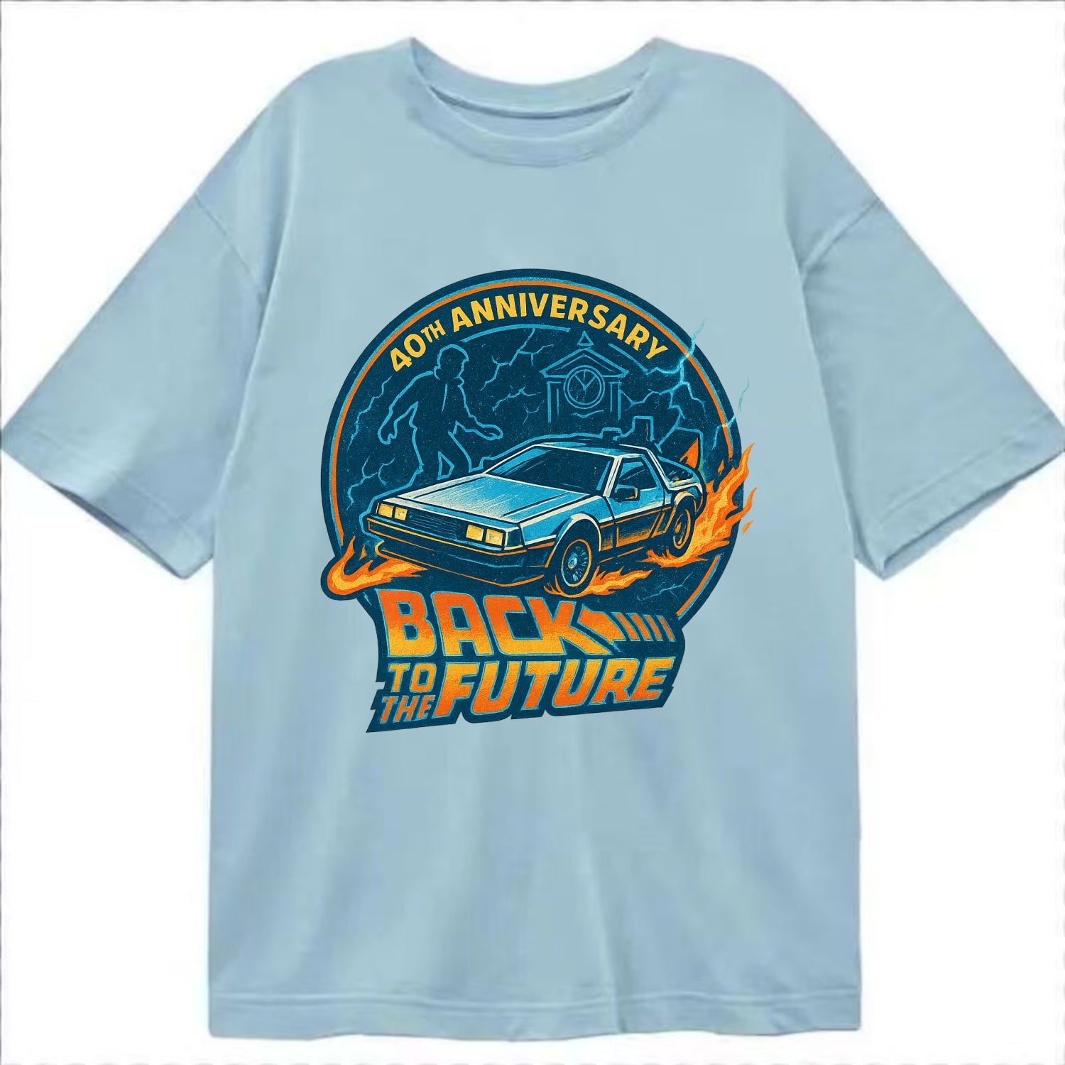 Back To The Future 40th Anniversary - Classic T-shirt - Light Blue