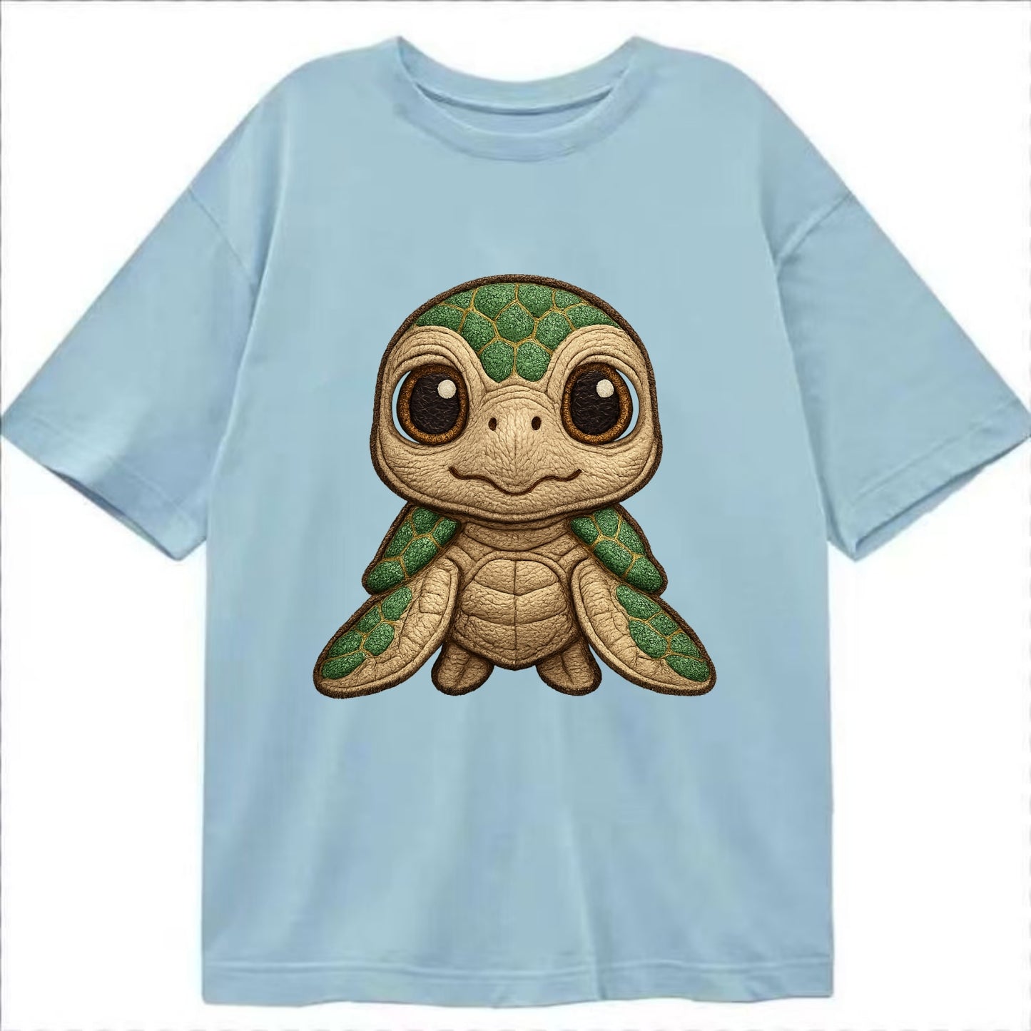 Baby Green Sea Turtle - emerald shell, large innocent brown eyes, tiny flippers, - Classic T-shirt - Light Blue