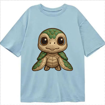 Baby Green Sea Turtle - emerald shell, large innocent brown eyes, tiny flippers, - Classic T-shirt - Light Blue