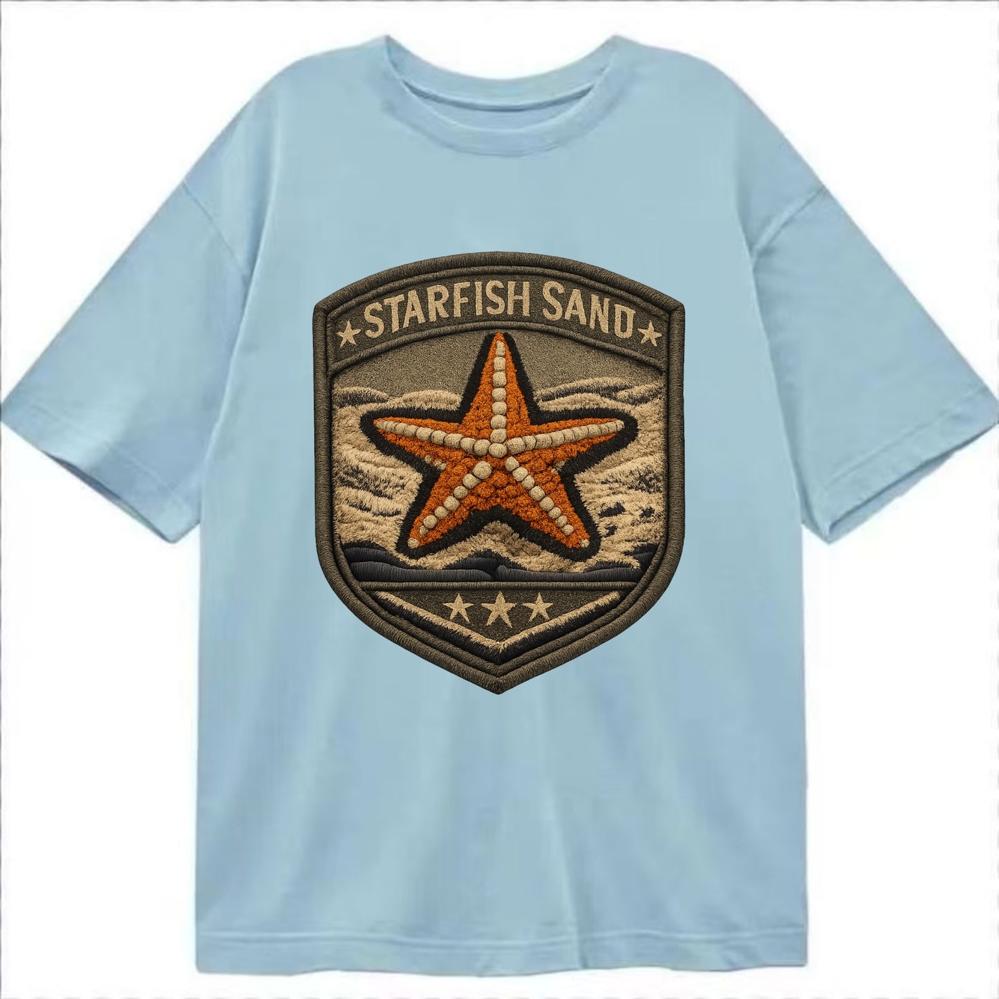 STARFISH SAND - sea star in orange and tan , beachcomber - Classic T-shirt - Light Blue