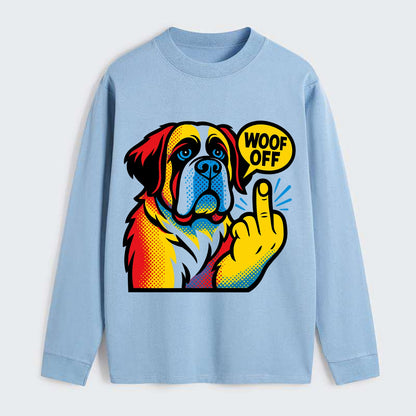 Saint Bernard with gentle giant face and droopy jowls, huge paw raised - Classic Long Sleeve Shirt - Light Blue