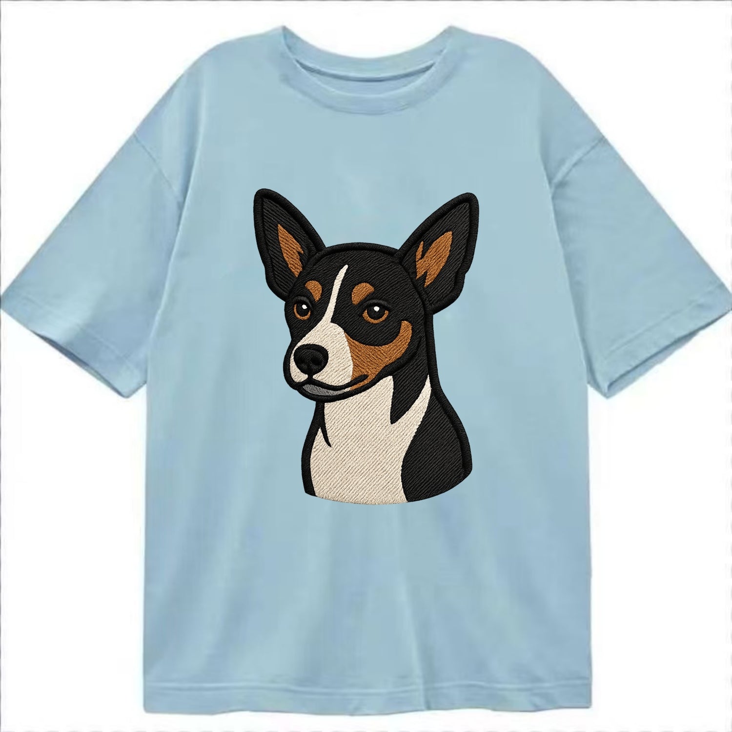 Rat Terrier - Tri-color embroidered pose - Classic T-shirt - Light Blue