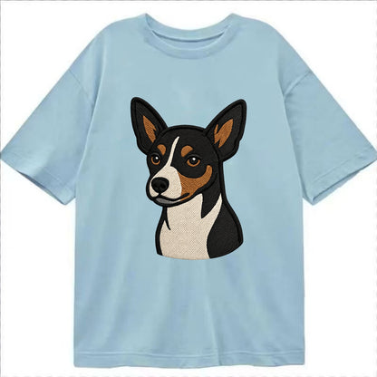 Rat Terrier - Tri-color embroidered pose - Classic T-shirt - Light Blue