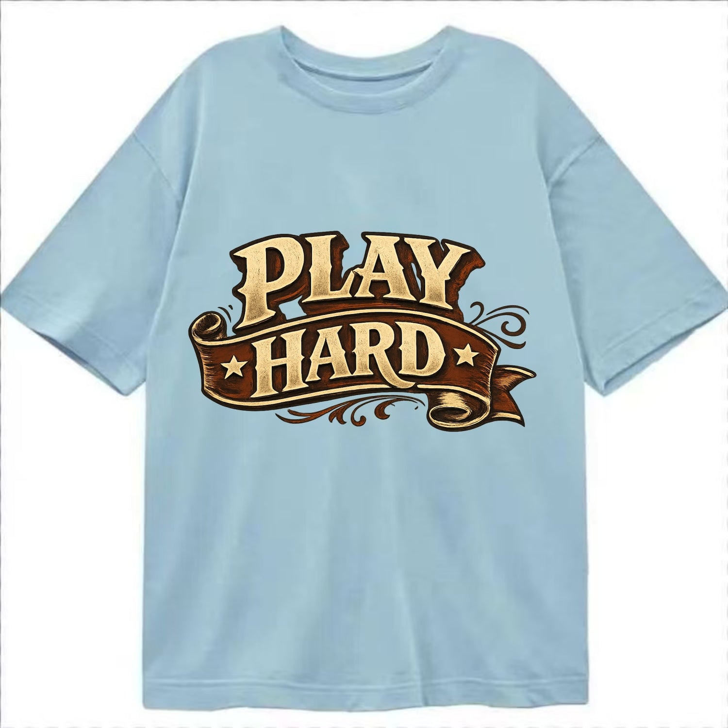 Bold typography design - "PLAY HARD" - giving your all, full effort - Classic T-shirt - Light Blue