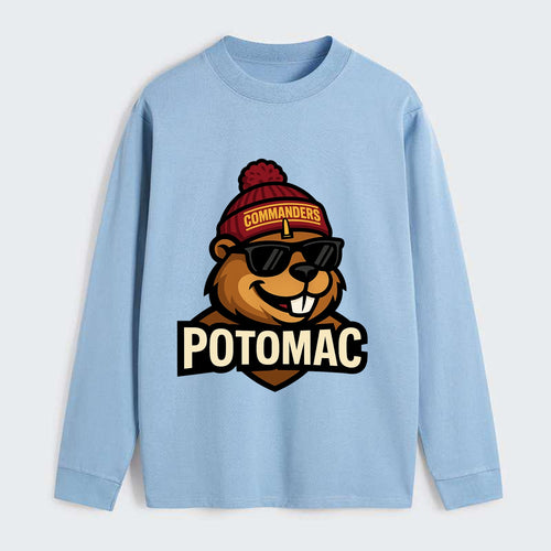 Potomac Beaver wearing Commanders beanie with monument patch and - Classic Long Sleeve Shirt