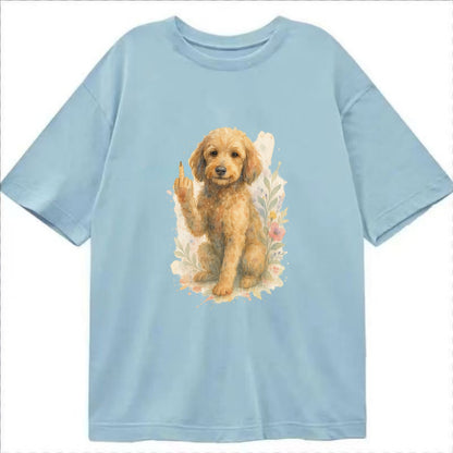 Labradoodle hypoallergenic with wavy coat, intelligent eyes, paw raised - Classic T-shirt - Light Blue