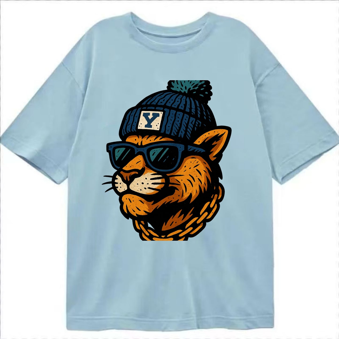 Provo Cougar wearing BYU beanie with Y patch - Classic T-shirt - Light Blue