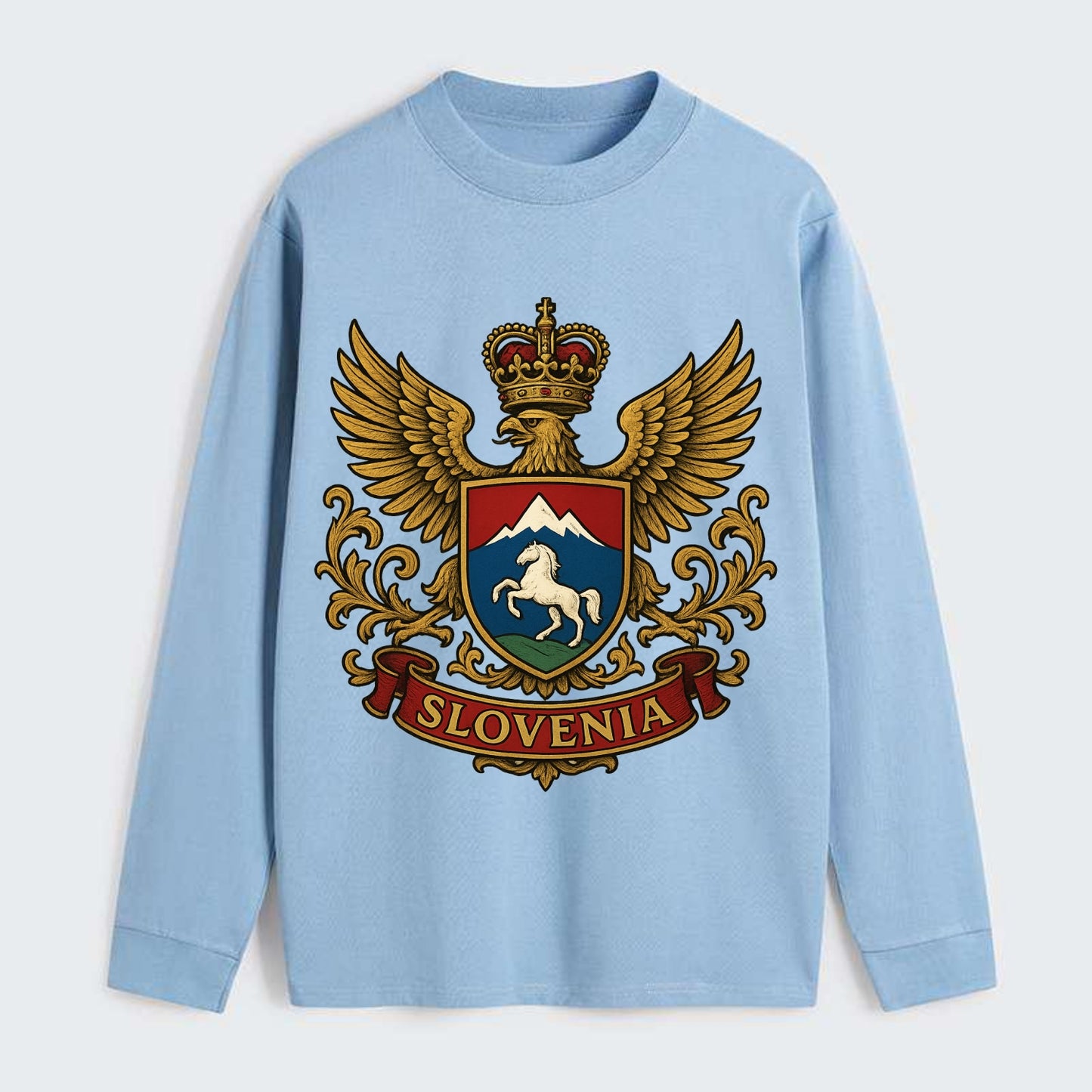 Slovenia Heritage Badge - Classic Long Sleeve Shirt - Light Blue