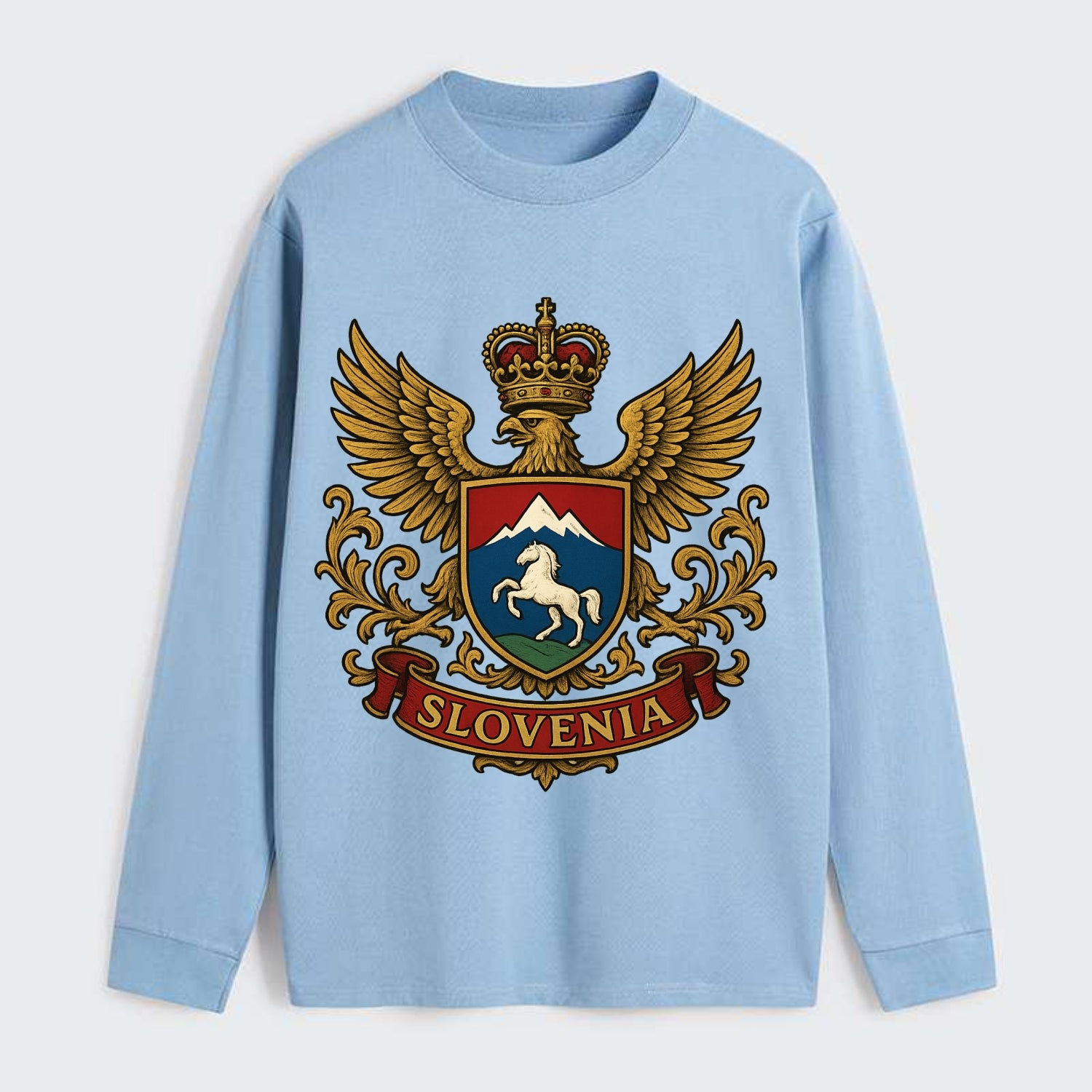 Slovenia Heritage Badge - Classic Long Sleeve Shirt - Light Blue