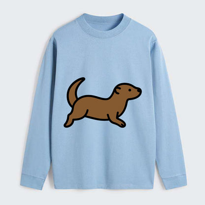 Otter - Brown sleek swimming pose flat side profile - Classic Long Sleeve Shirt - Light Blue
