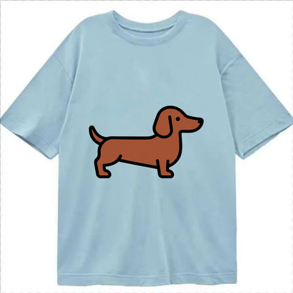 Dachshund - Red/brown smooth flat side profile - Classic T-shirt - Light Blue