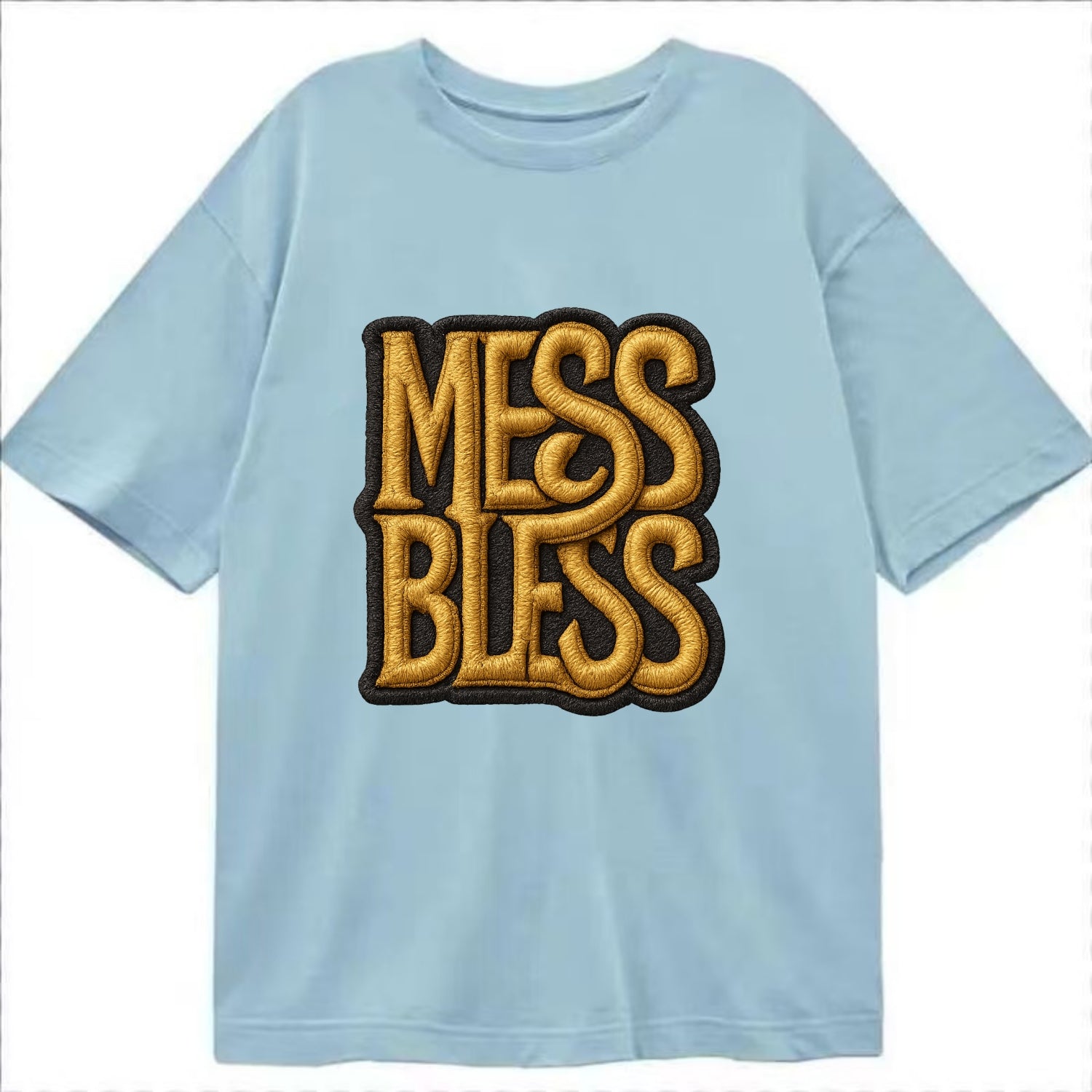 MESS;BLESS UP Gold Metallic Visor - Classic T-shirt - Light Blue