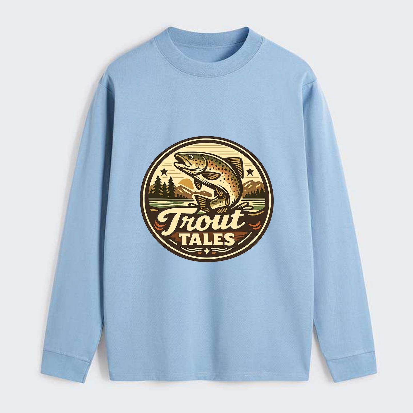 Trout Tales Adventure Emblem - Classic Long Sleeve Shirt - Light Blue