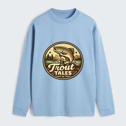 Trout Tales Adventure Emblem - Classic Long Sleeve Shirt - Light Blue