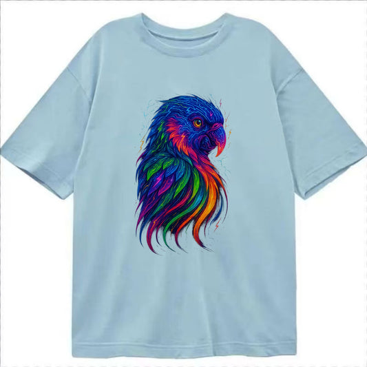 Vibrant parrot with feathers flowing into tropical rainbow streams, every color - Classic T-shirt - Light Blue