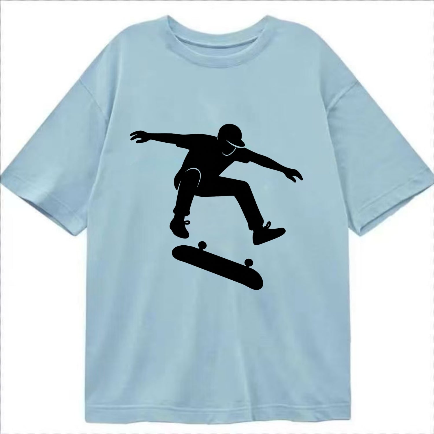 Skateboarder doing kickflip trick - Classic T-shirt - Light Blue