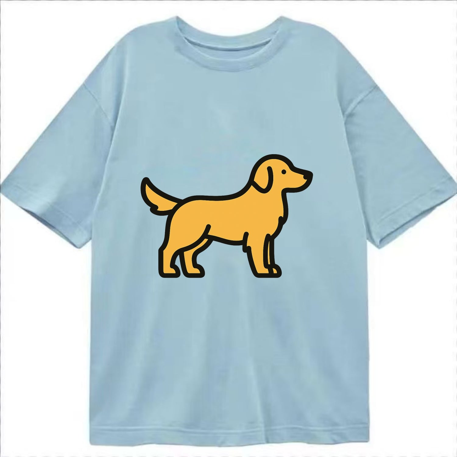 Golden Retriever - Golden colored flat side profile - Classic T-shirt - Light Blue