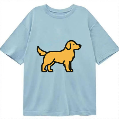 Golden Retriever - Golden colored flat side profile - Classic T-shirt - Light Blue