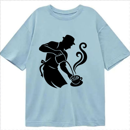 Barista creating latte art - Classic T-shirt - Light Blue