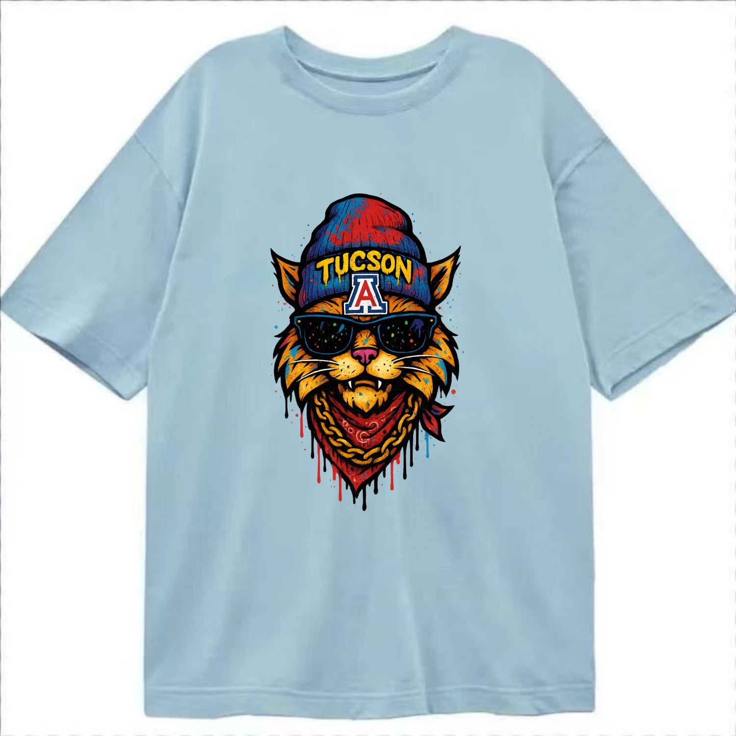 Tucson Wildcat wearing Arizona beanie with A patch - Classic T-shirt - Light Blue