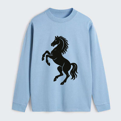 Stallion rearing on hind legs - Classic Long Sleeve Shirt - Light Blue