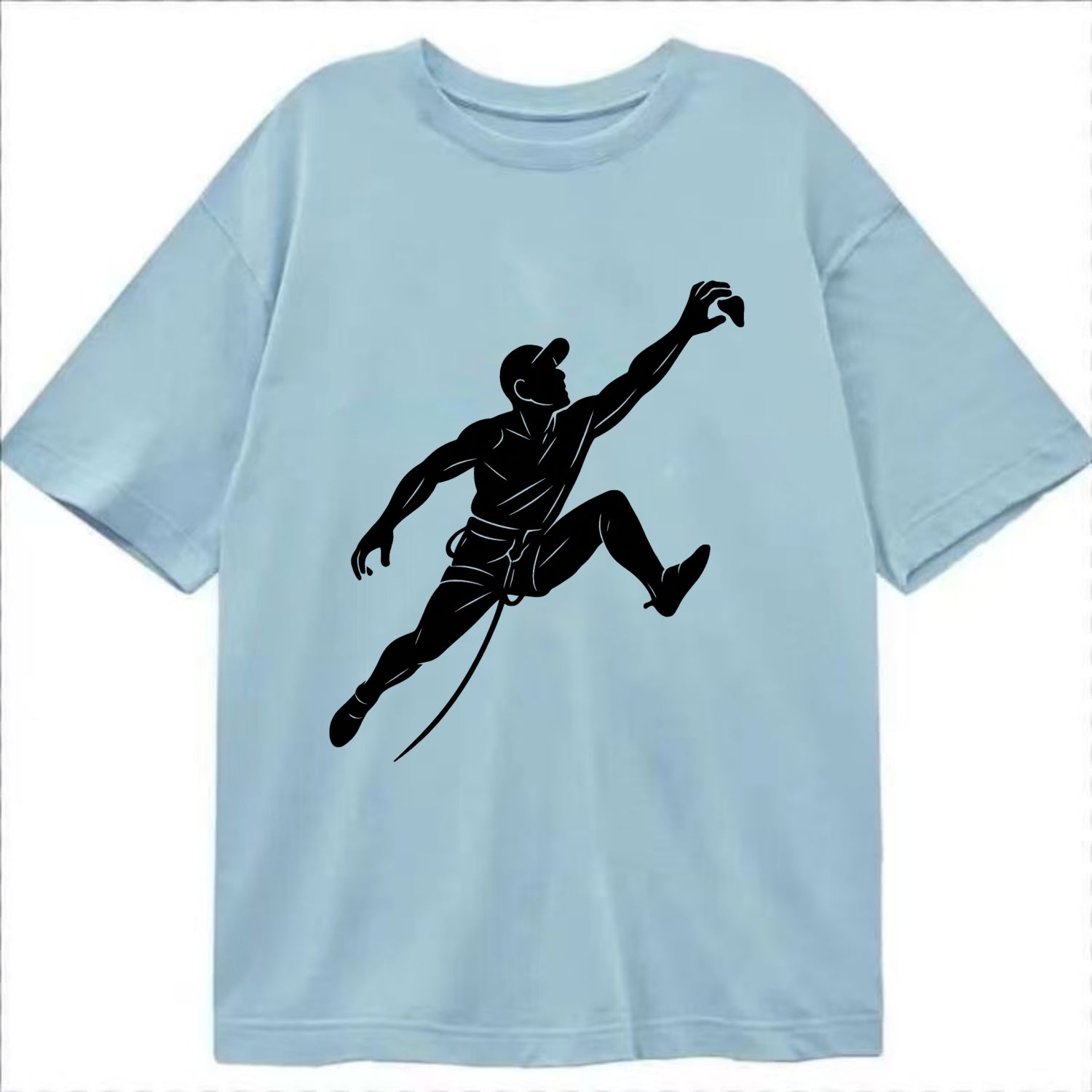 Rock wall climber reaching hold - Classic T-shirt - Light Blue
