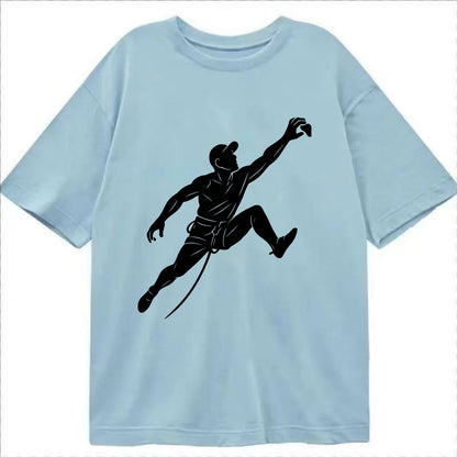 Rock wall climber reaching hold - Classic T-shirt - Light Blue