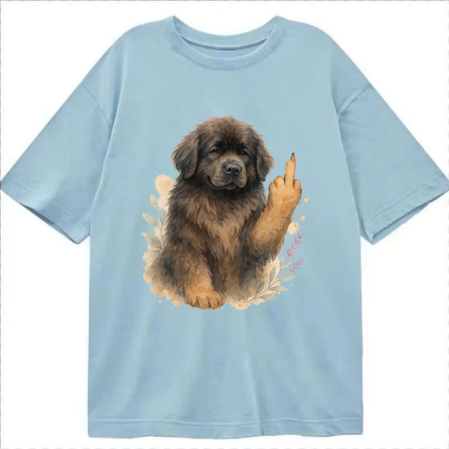 Newfoundland fluffy bear-like with webbed paws, massive gentle paw up - Classic T-shirt - Light Blue