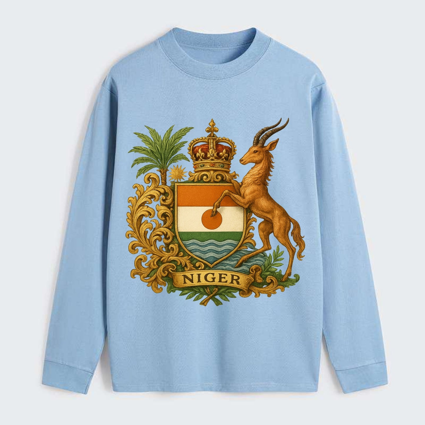 Niger Heritage Badge  - Classic Long Sleeve Shirt - Light Blue