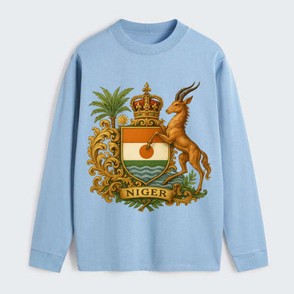 Niger Heritage Badge  - Classic Long Sleeve Shirt - Light Blue