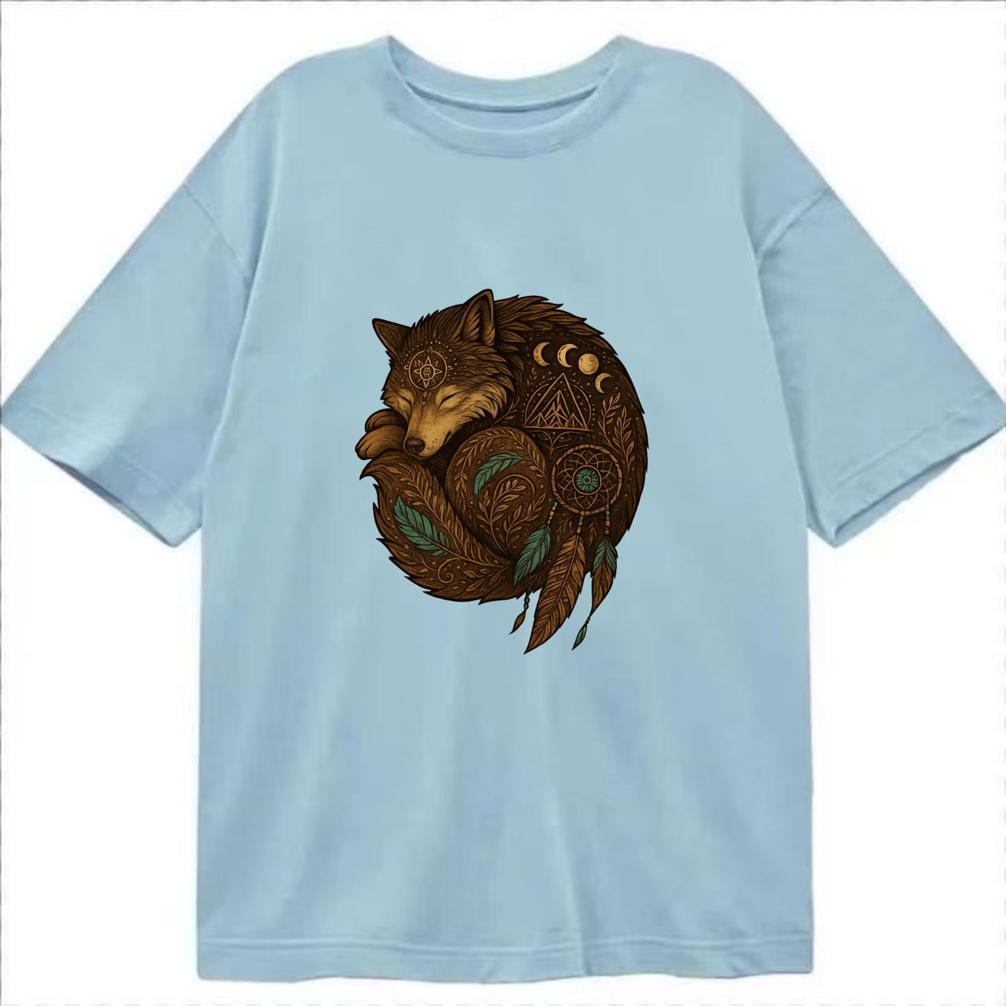 Sleeping Wolf Peace  - Classic T-shirt - Light Blue