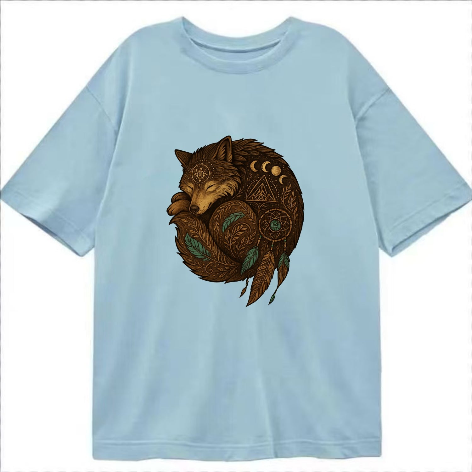 Sleeping Wolf Peace  - Classic T-shirt - Light Blue