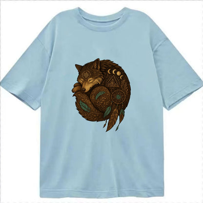 Sleeping Wolf Peace  - Classic T-shirt - Light Blue