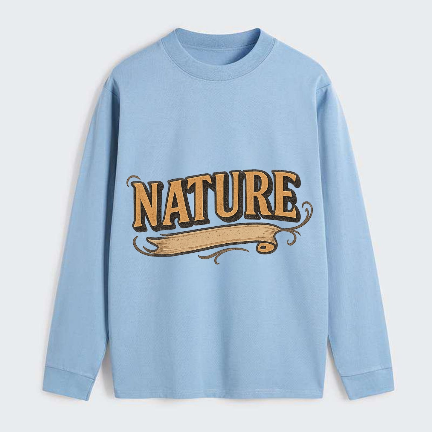 Bold typography design - "NATURE" - natural world, organic - Classic Long Sleeve Shirt - Light Blue