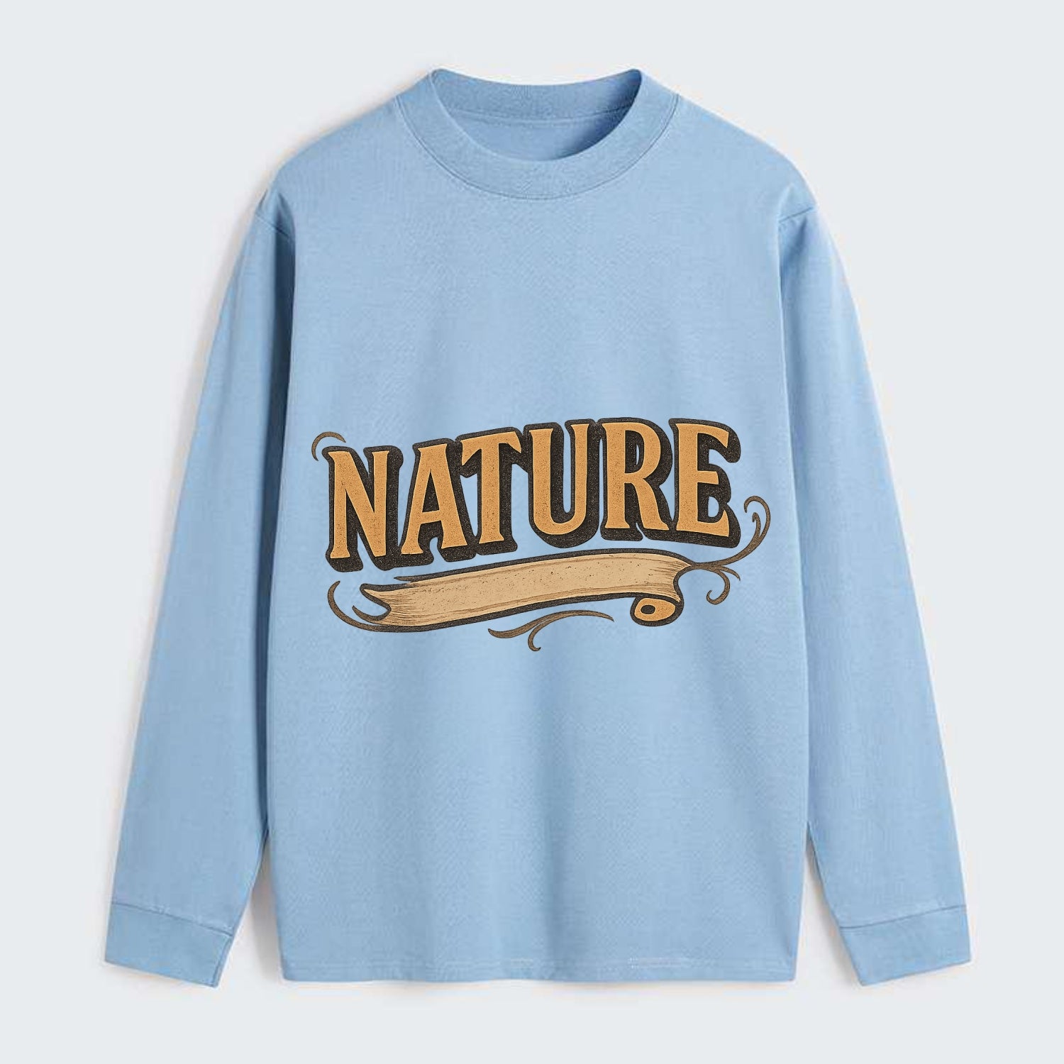 Bold typography design - "NATURE" - natural world, organic - Classic Long Sleeve Shirt - Light Blue