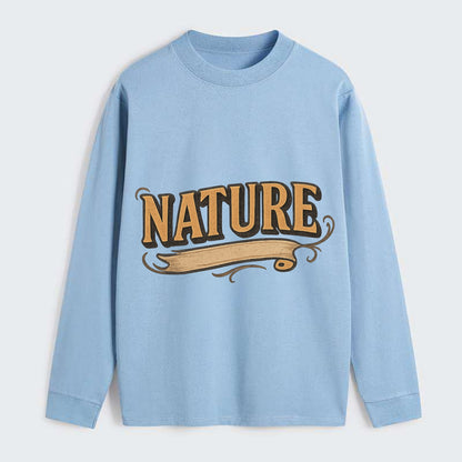 Bold typography design - "NATURE" - natural world, organic - Classic Long Sleeve Shirt - Light Blue