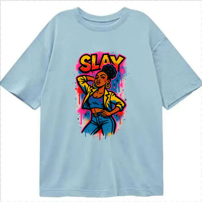 Empowered figure striking confident pose - "slay" culture, fierce and fabulous - Classic T-shirt - Light Blue