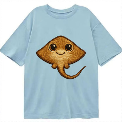 Baby Stingray - flat body, long tail, eyes on top, front-facing, friendly - Classic T-shirt - Light Blue