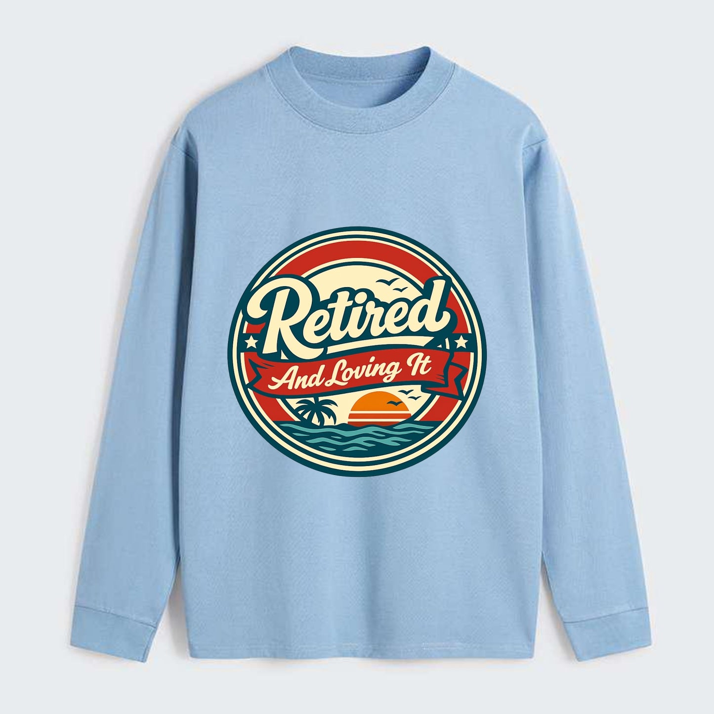 Carefree Retirement Emblem - Classic Long Sleeve Shirt - Light Blue