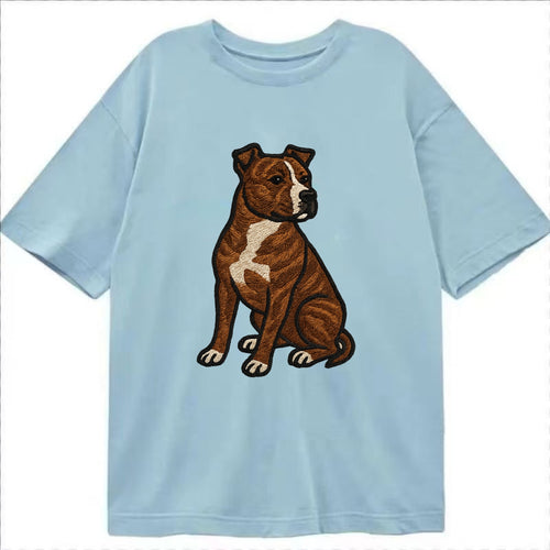 American Staffordshire Terrier - Brindle embroidered pose - Classic T-shirt