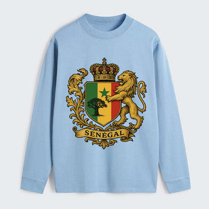 Senegal Lion Emblem  - Classic Long Sleeve Shirt - Light Blue