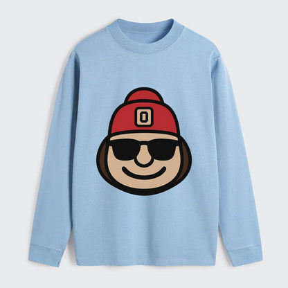 Columbus Brutus wearing Ohio State beanie with Block O patch - Classic Long Sleeve Shirt - Light Blue