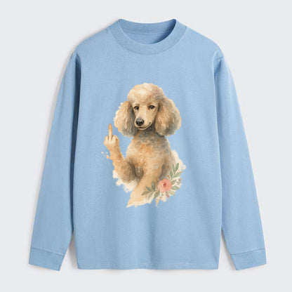 Standard Poodle with curly styled coat, intelligent face, fancy paw - Classic Long Sleeve Shirt - Light Blue