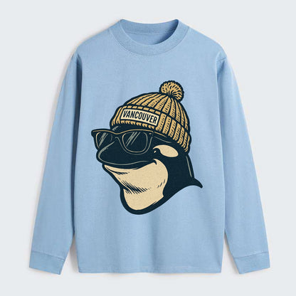 Vancouver Orca wearing Vancouver beanie - Classic Long Sleeve Shirt - Light Blue