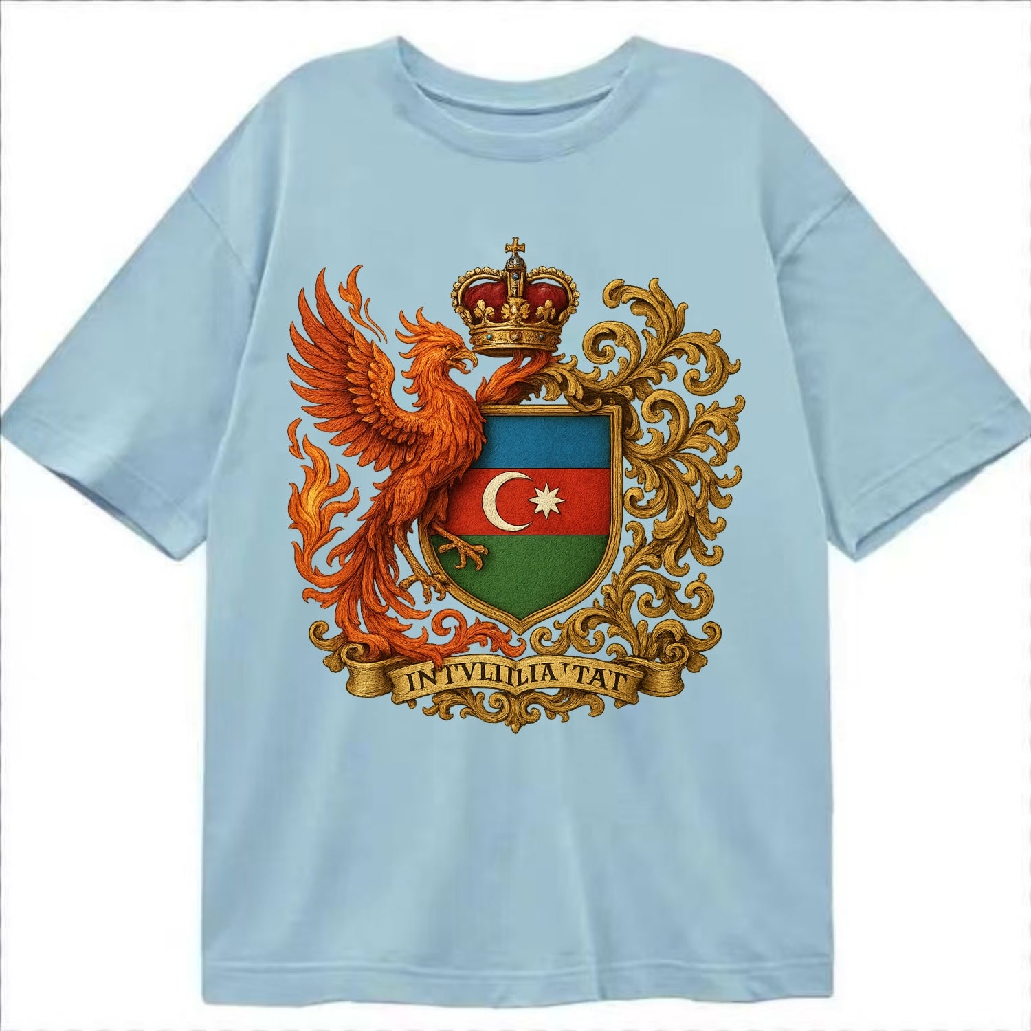 Azerbaijan Fire Phoenix Emblem  - Classic T-shirt - Light Blue