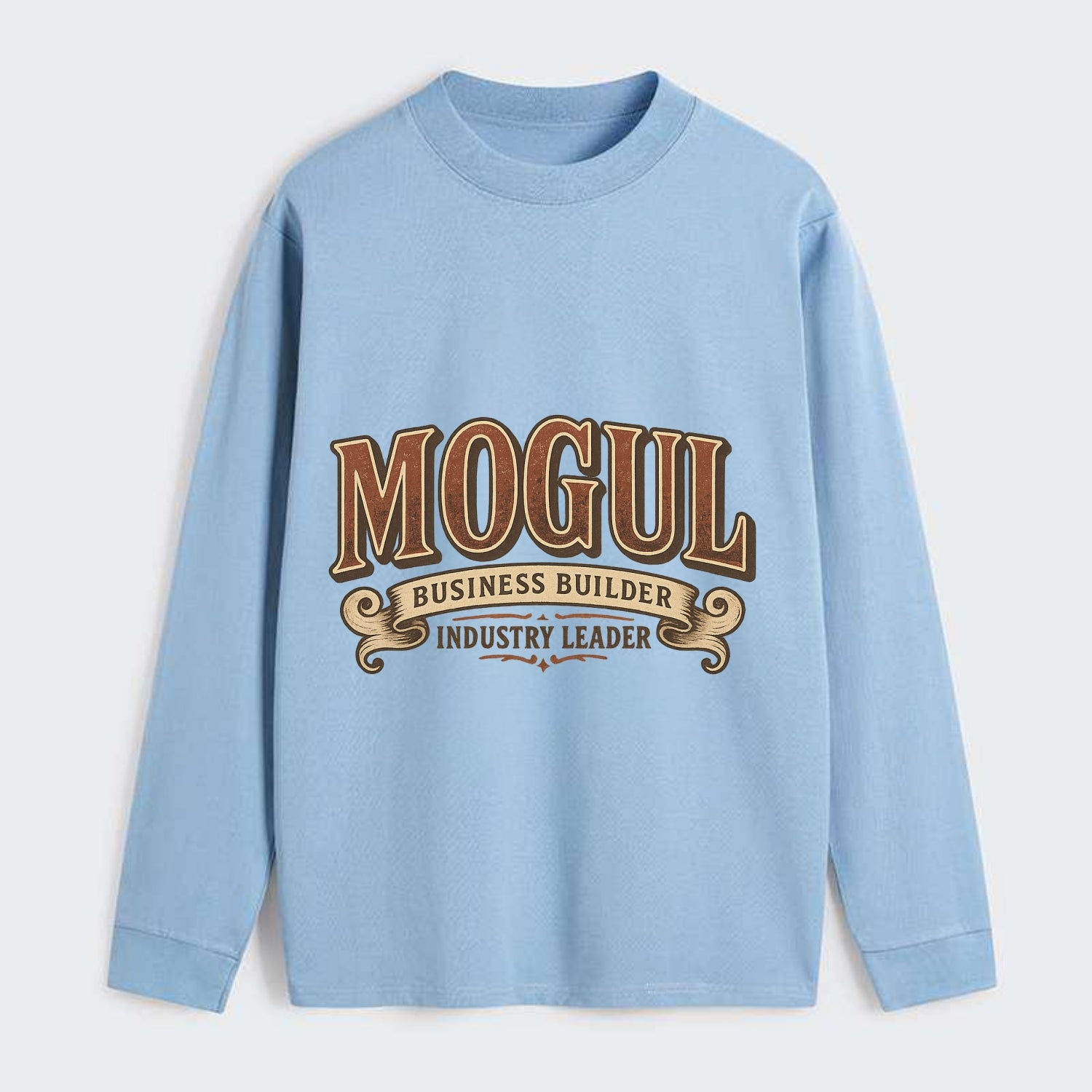Bold typography design - "MOGUL" - business builder, industry leader - Classic Long Sleeve Shirt - Light Blue
