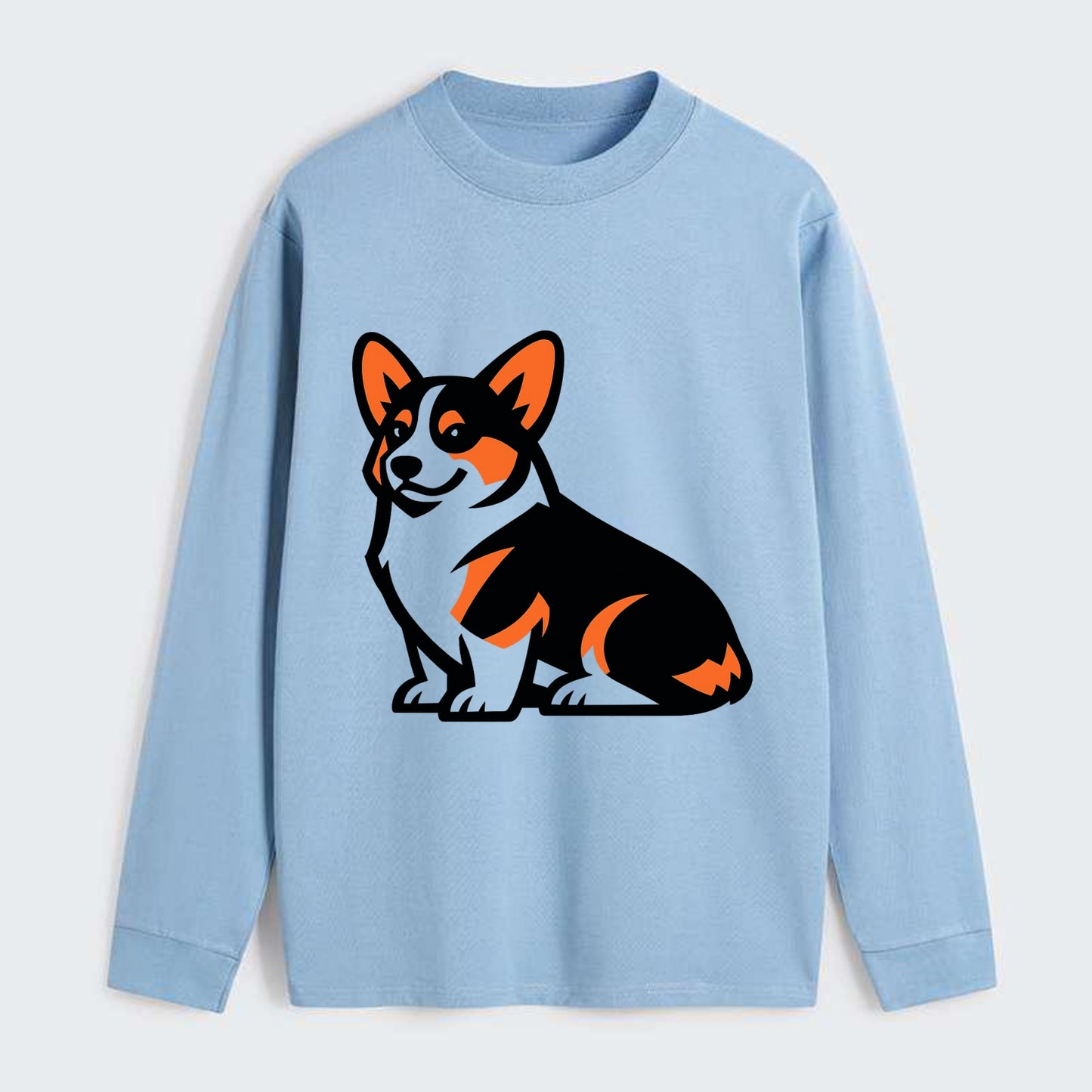 Tricolor Corgi Charm - Classic Long Sleeve Shirt - Light Blue