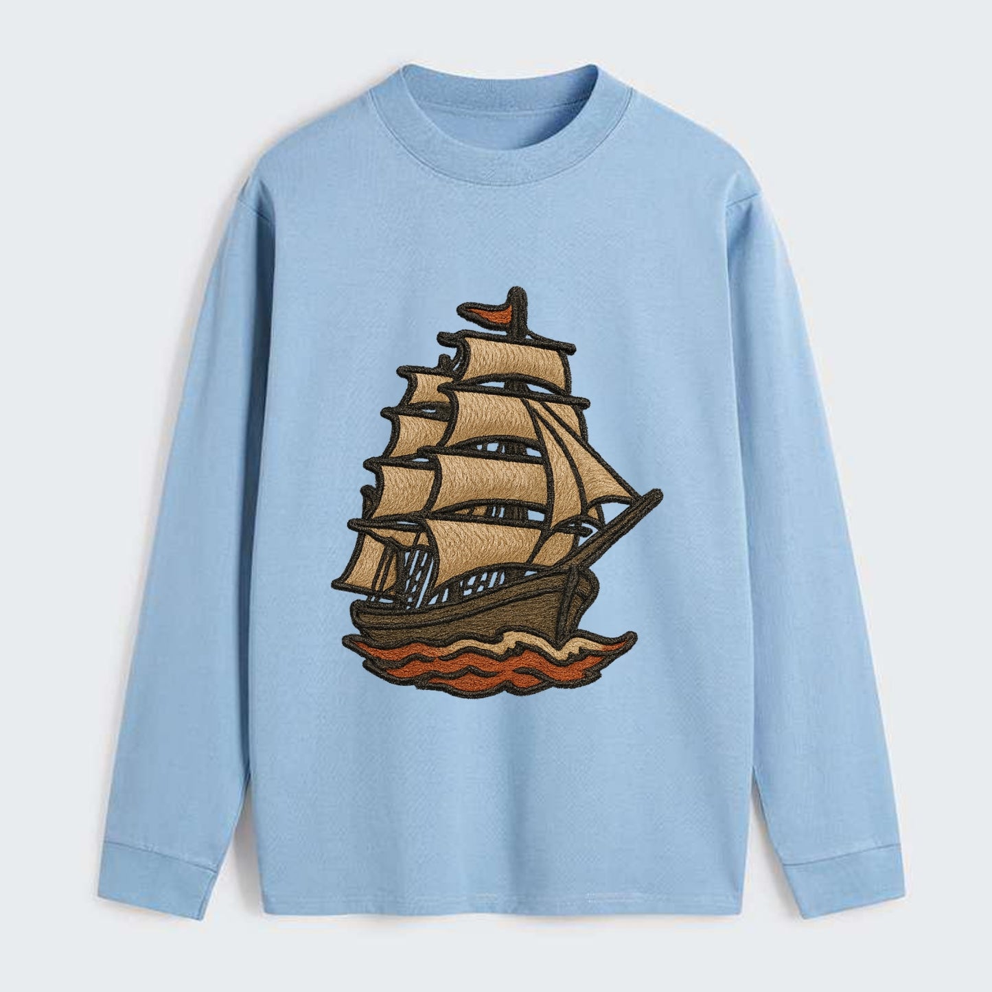 Sailing Ship  - Classic Long Sleeve Shirt - Light Blue