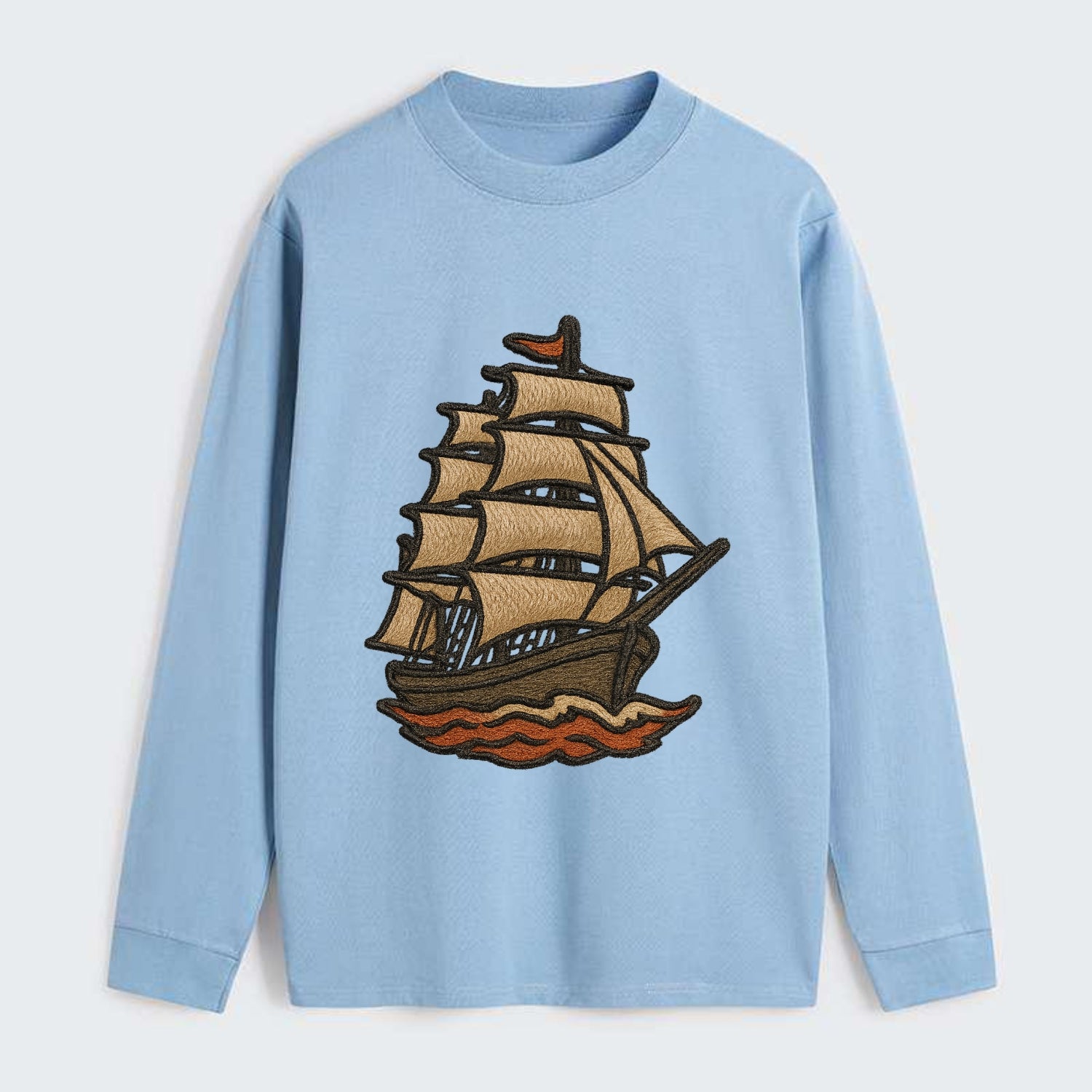 Sailing Ship  - Classic Long Sleeve Shirt - Light Blue